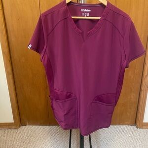 Scrubstar Women's Scrub Top 2 Pockets Wine Size Large